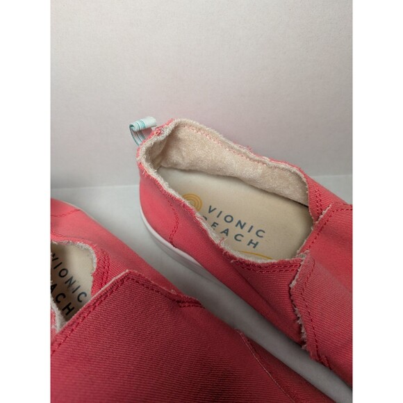 Vionic Beach Canvas Slip-On Sneakers Malibu Womens Sz 11 Coral Pink Comfort Shoe - Picture 8 of 15
